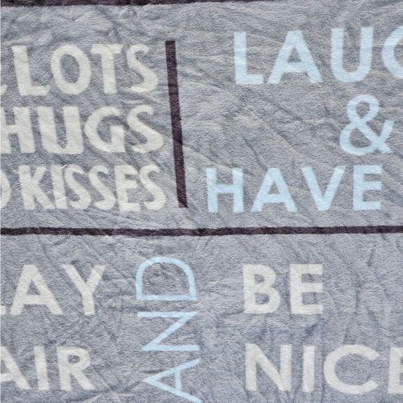 Family Rules pattern fleece microfiber blanket 50 x 58" pre loved - Picture 5 of 11